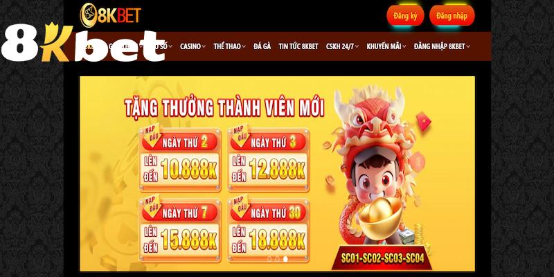 Truy cập đến trang chủ chính thức để thực hiện nạp tiền 8KBET